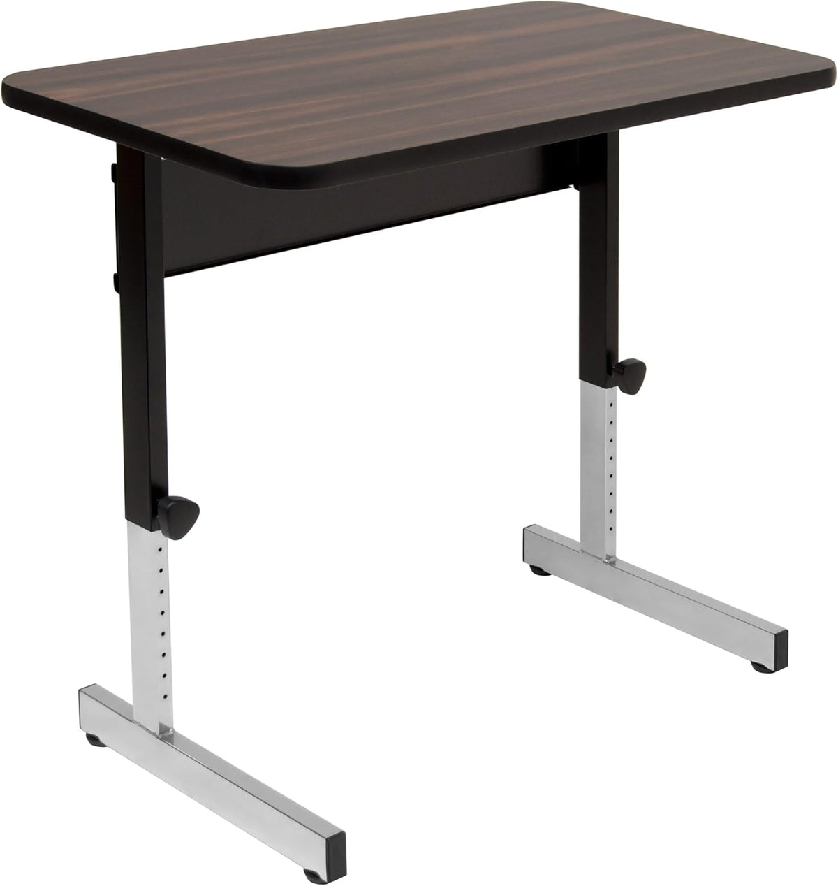 Height Adjustable Office Desk with Black Frame and Grey Top, 36 Inch H756
