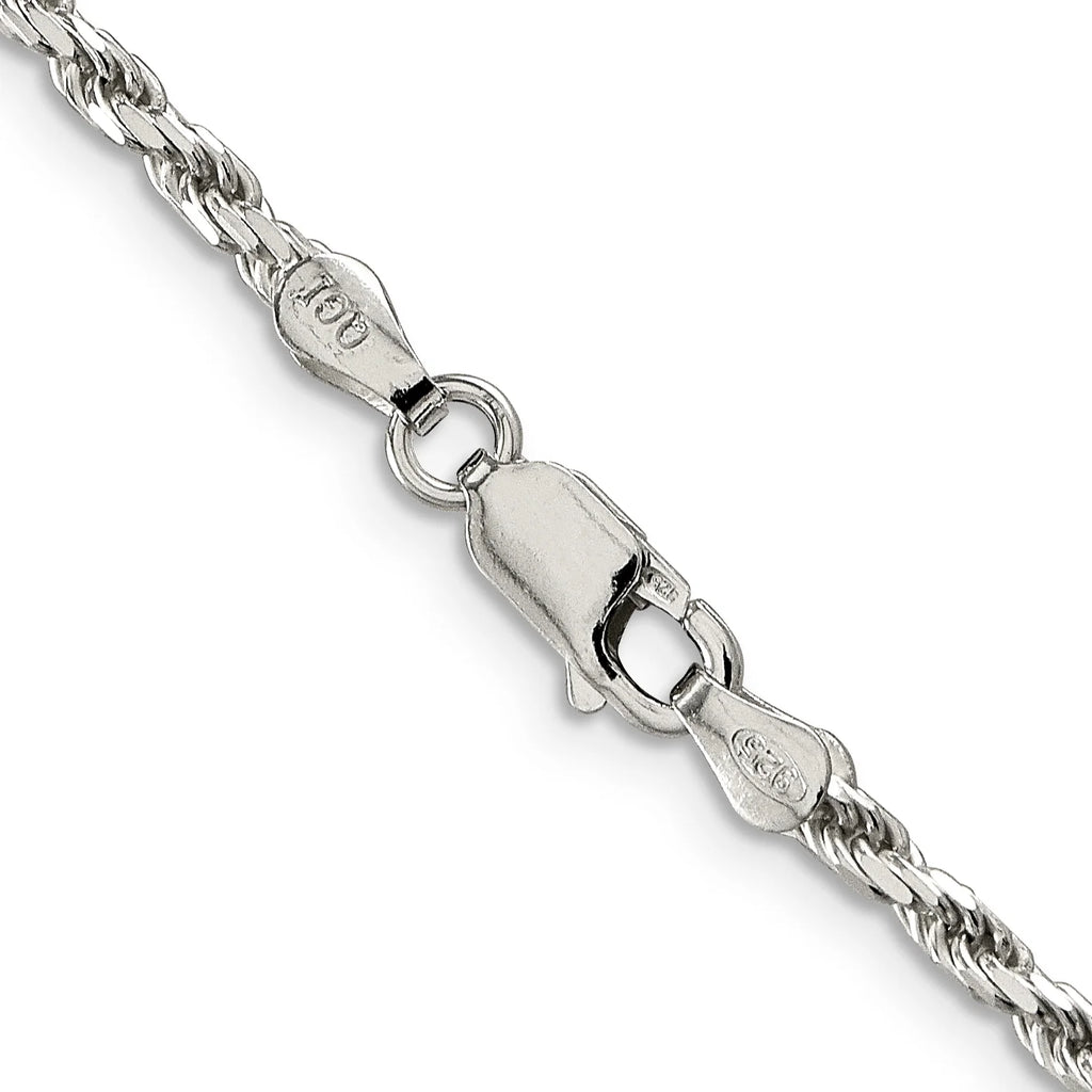 Sterling Silver Diamond-Cut Rope Chain Necklace 16 Inch D236058