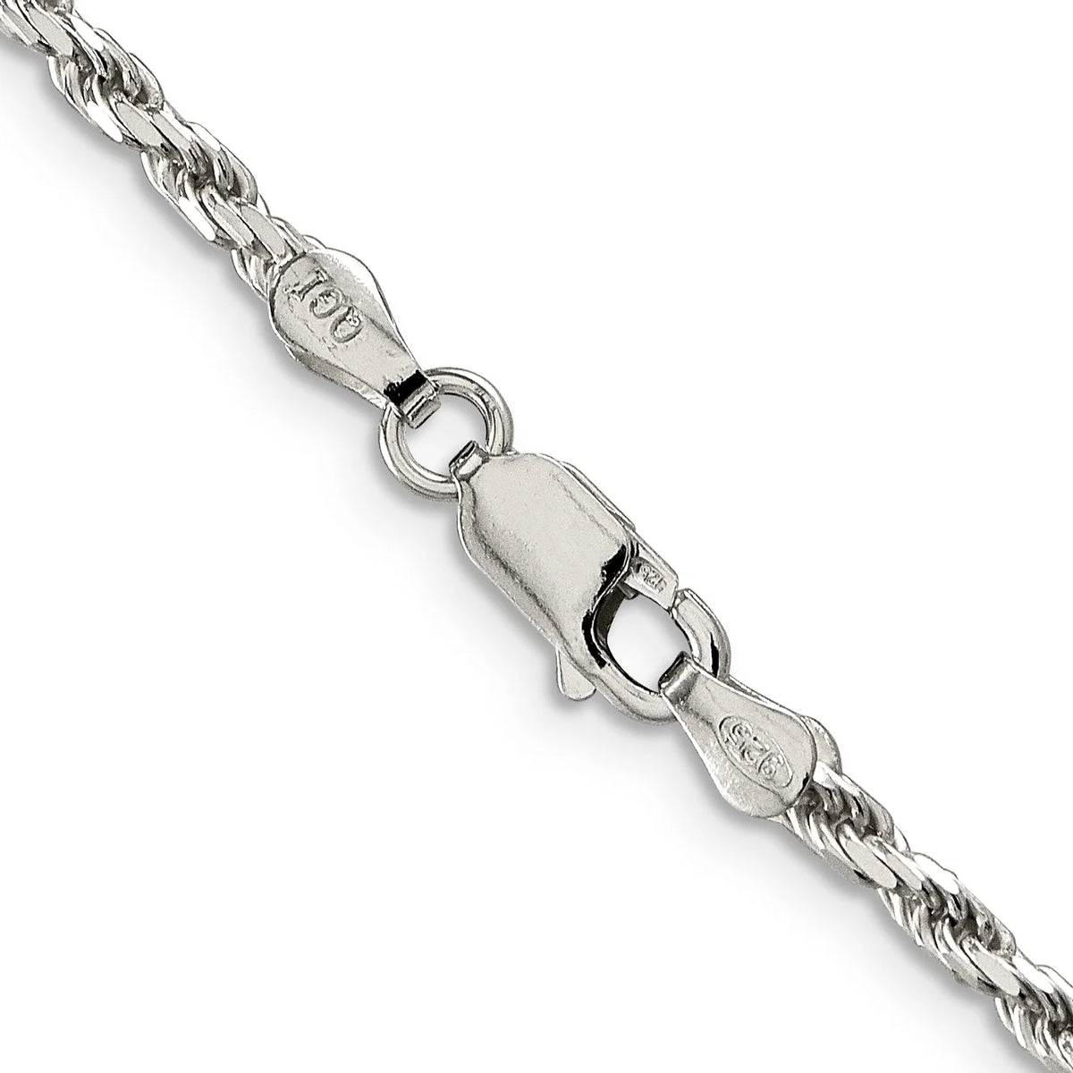 Sterling Silver Diamond-Cut Rope Chain Necklace 16 Inch D236058