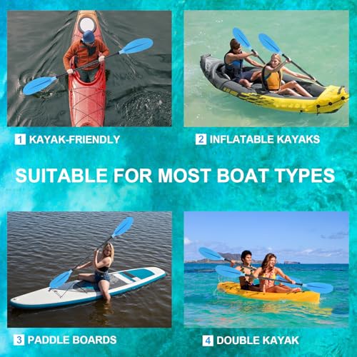 Adjustable Kayak Paddles 4 Pieces with Paddle Leash O6018