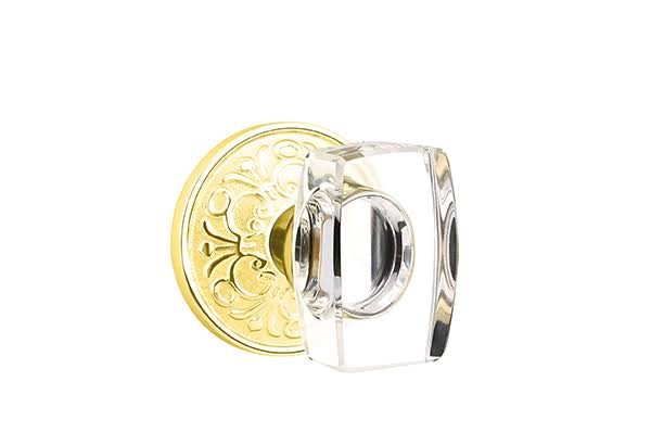 Polished Brass Crystal Privacy Knob Set X91081