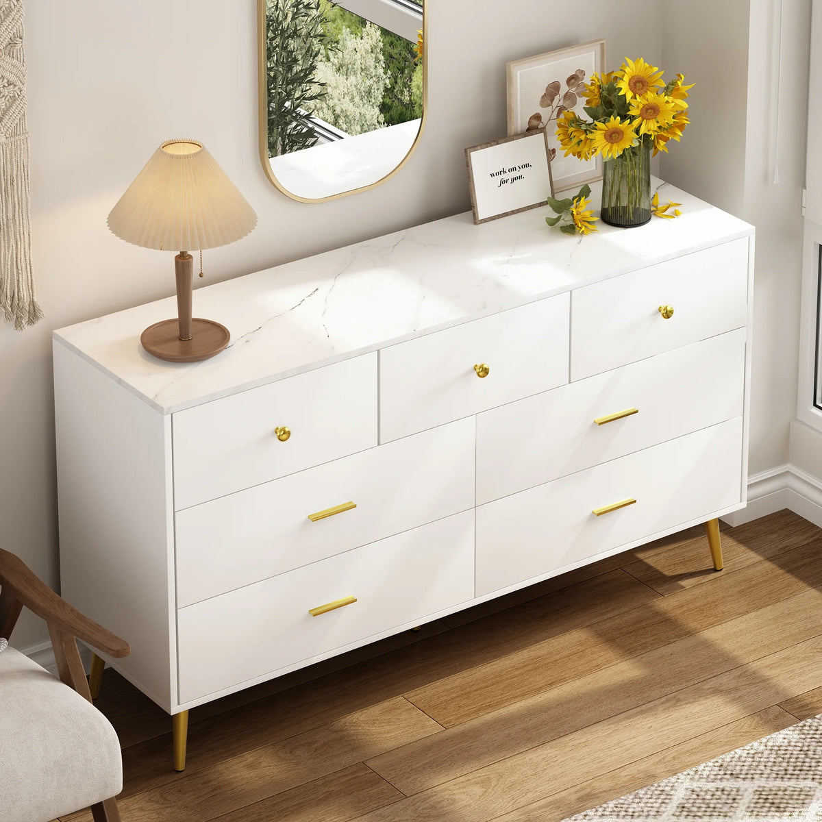 White 6 Drawer Wood Dresser J339785